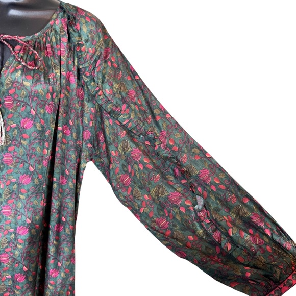 NATURAL LIFE Lula Dress Green Floral Ruffled Tiered Long Sleeve Maxi Dress - Picture 7 of 15